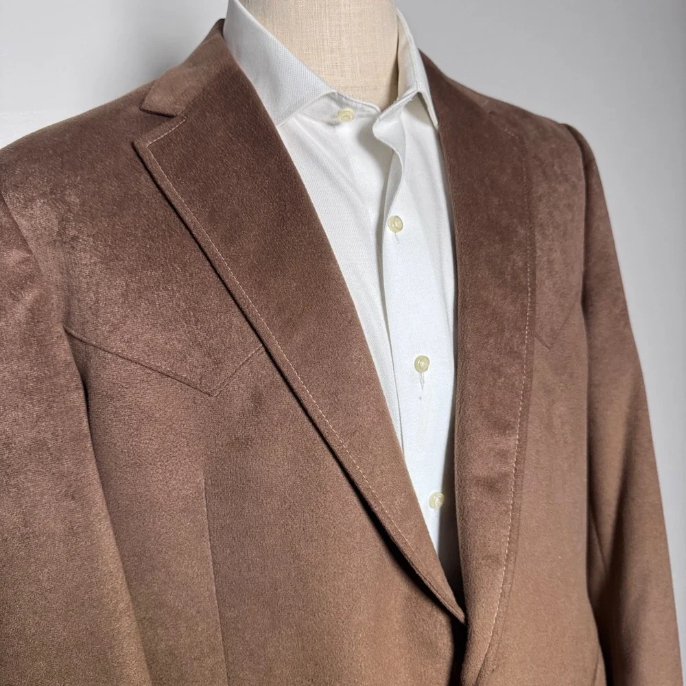 Grand Entry‎ Western Wear Blazer Mens 42R Brown Solid Faux Suede Cowboy Yoke